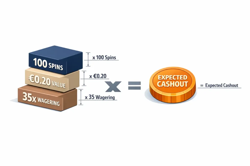 Berekening waarde van gratis spins casino bonus