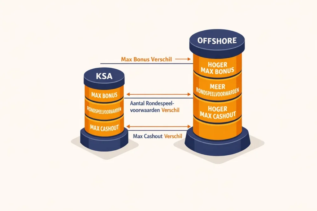 Vergelijking casino bonus KSA versus buitenland