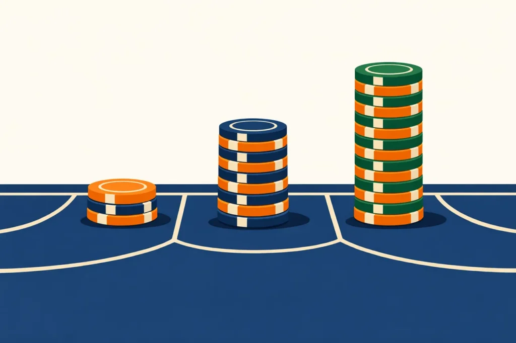 Baccarat huisvoordeel per weddenschapstype illustratie