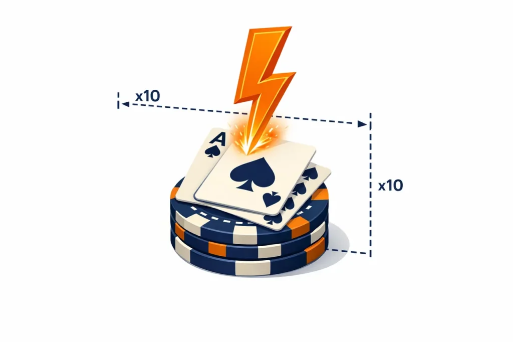 Lightning Blackjack 21 met orange multiplier bolt