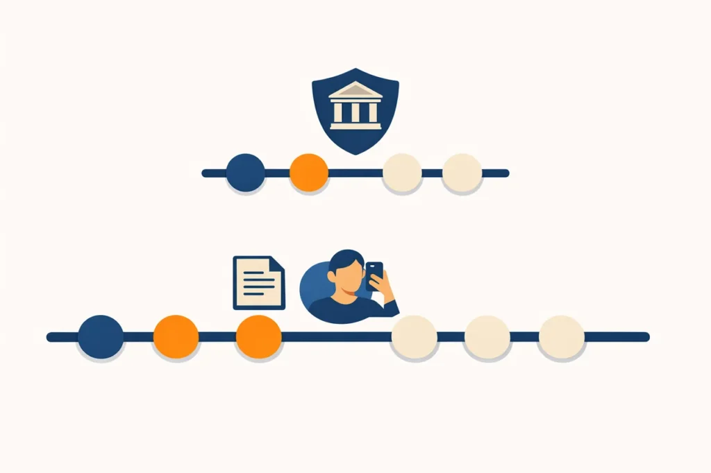 iDIN verificatie snelheid timeline vergelijking illustratie
