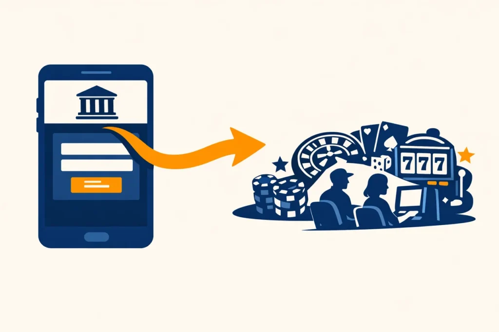 Casino zonder registratie bank login flow illustratie