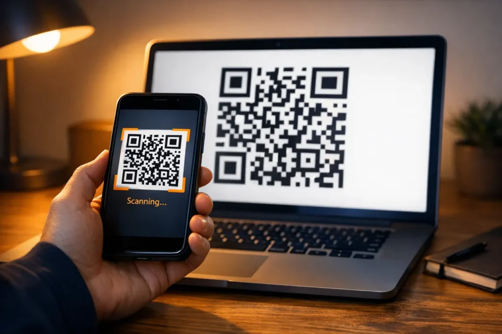 QR code casino storting vanaf laptop naar smartphone