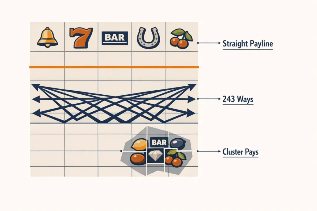 Wat zijn paylines winlijn mechanismen overzicht grid