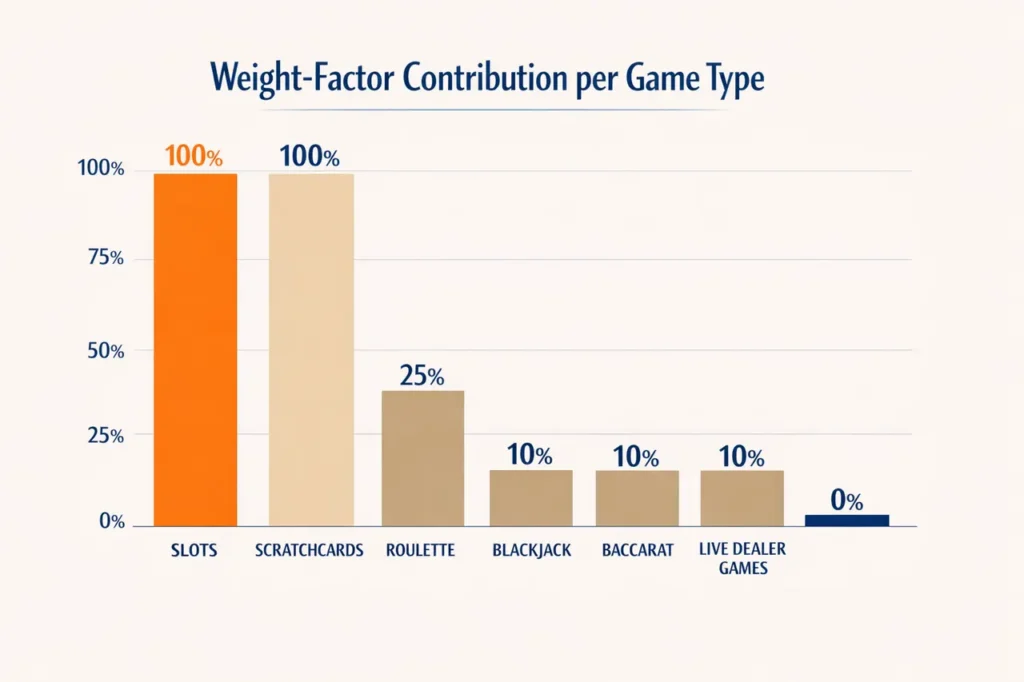 Rondspeelvoorwaarden weight factor per speltype staaf